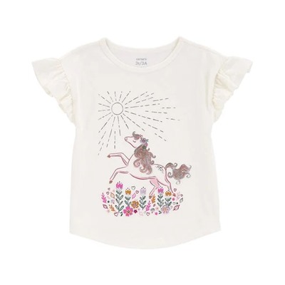 Toddler Floral Horse Flutter Tee