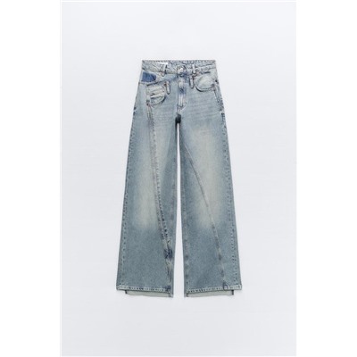 TRF WIDE-LEG MID-RISE DECONSTRUCTED JEANS