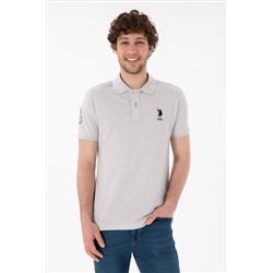 Erkek Slim Fit Polo Yaka Açık Gri Basic Tişört