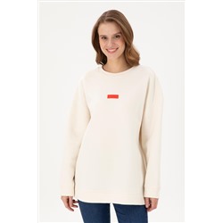 Kadın Krem Bisiklet Yaka Sweatshirt
