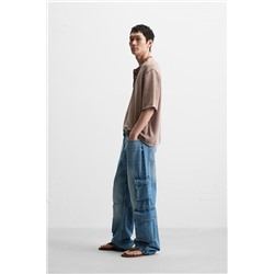 WASHED KNIT BUTTON-UP T-SHIRT