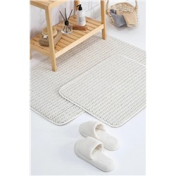 Kilimiz 2 li Banyo Paspası Bukle Beyaz50x80 40x50 bukle beyaz paspass