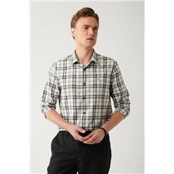 Avva Erkek Siyah Klasik Yaka Ekose Desenli Flanel Comfort Fit Gömlek A32Y2105
