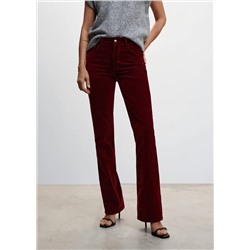 Jeans flare tiro medio terciopelo -  Mujer | MANGO OUTLET España