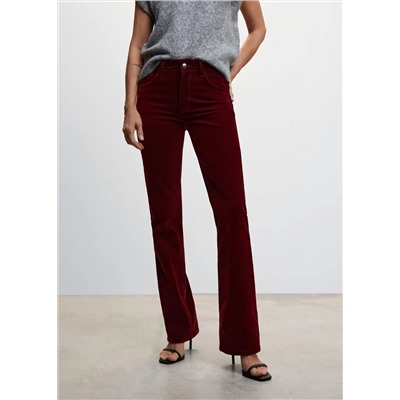 Jeans flare tiro medio terciopelo -  Mujer | MANGO OUTLET España