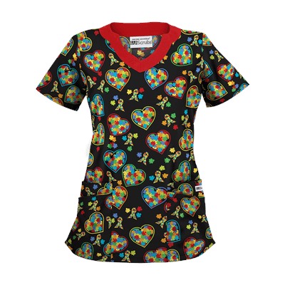 UA Autism Speaks Black Print Scrub Top