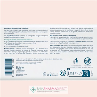 Biolane Expert - Lingettes Douceur - 72 Lingettes