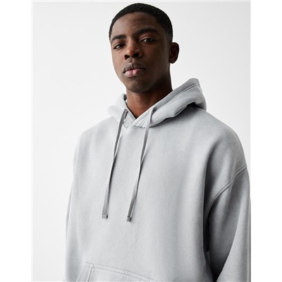 Faded-effect boxy fit hoodie