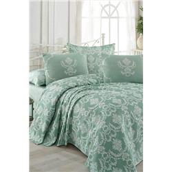 Ev & Ev Home Tek Kişilik Baskılı Pike Takımı Pure SuYeşili EP-010205