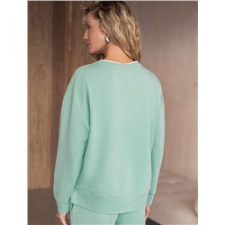 Свободный свитшот с принтом и разрезами из эластичного футера двухнитки без начеса