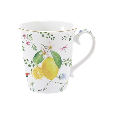 Кружка, 275 мл, фарфор P, белая, Цветы и лимоны, Fleurs et Citrons, 62846