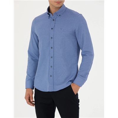 Lacivert Slim Fit Uzun Kollu Gömlek