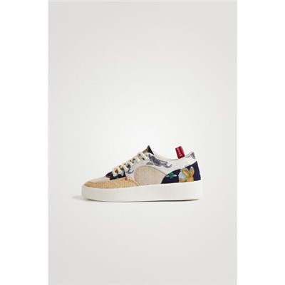 Zapatilla patch con rafia