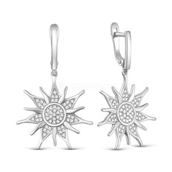 Серьги из серебра с фианитами родированные 925 пробы С-4611-Р