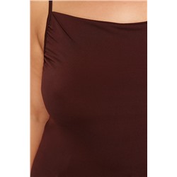 Kahverengi Degaje Yaka Askılı Örme Bluz TBBSS24AF00006