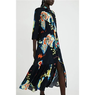 Vestido camisero largo estampado