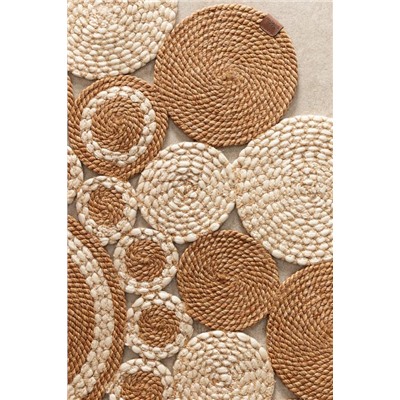 Alsace Yuvarlak Eklemeli Kilim - Naturel/Krem - 120 cm