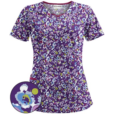 UA Passion Posies Grape Scrub Top