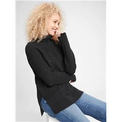 Cable-Knit Turtleneck Sweater