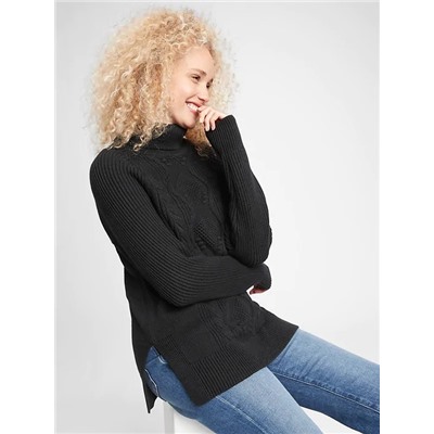 Cable-Knit Turtleneck Sweater
