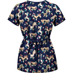 UA Frolic In The Flowers Navy Mock Wrap Scrub Top