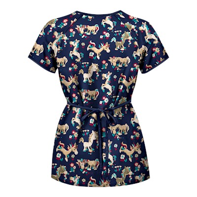 UA Frolic In The Flowers Navy Mock Wrap Scrub Top