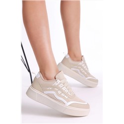 Tonny Black Kadın Krem Beyaz Eva Faylon Taban Yanı Çizgili Sneaker TYC00816870439