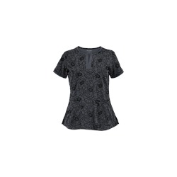Advantage STRETCH by Butter-Soft™ Floral Conversation Pewter Stretch Scrub Top