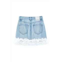 Falda recta vaquera Azul