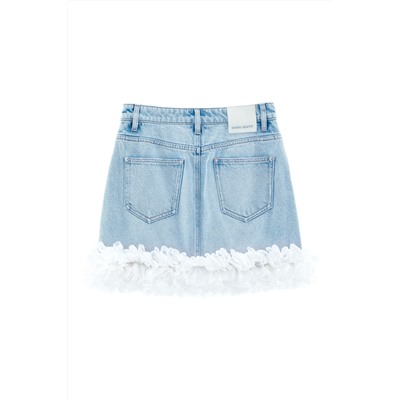 Falda recta vaquera Azul
