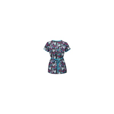 Happy Scrubs® Oh Happy Day Pewter Mock Wrap Scrub Top