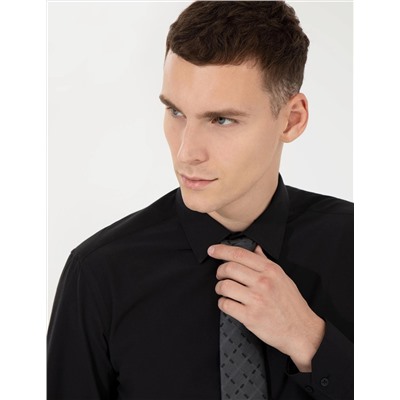 Siyah Regular Fit Uzun Kollu Klasik Gömlek