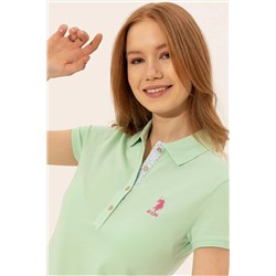 Kadın Mint Basic Polo Yaka Tişört
