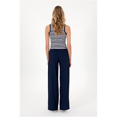 Kadın Lacivert Loose Fit Kanvas Pantolon