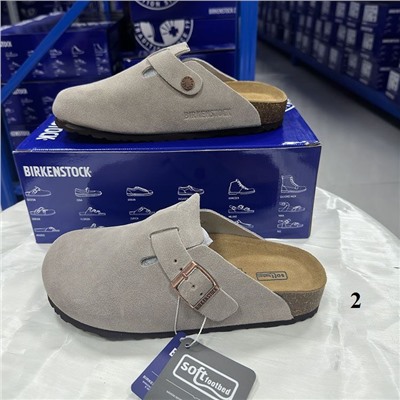 Тапочки унисекс из натуральной кожи и пробковой подошвой BIRKENSTOC*K