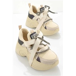 Bambi Bej Streç Kadın Sneaker K01545202817