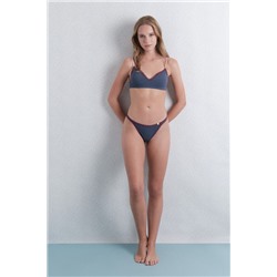 Tanga seamless pointelle azul