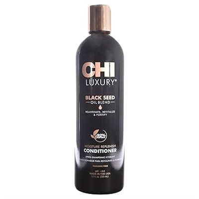 CHI Luxury Black Seed Oil Moisture Replenish Conditioner, Strengthens for Soft Hair, Replenishes Moisture, Sulfate, Paraben & Gluten-Free, 12 Oz