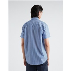 Short Sleeve Striped Shirt, Men, Blue