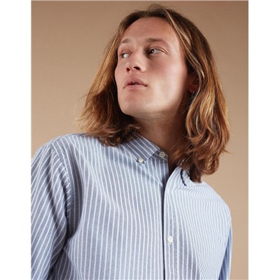 Striped Oxford Shirt, Men, Blue