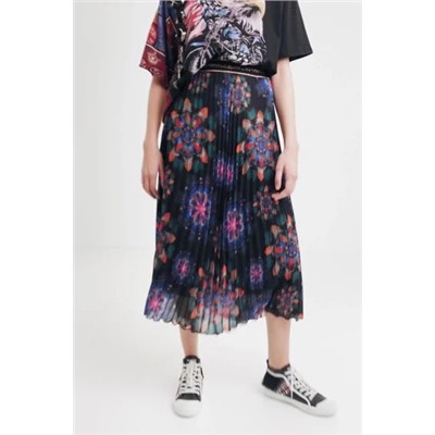 Falda midi plisada mandalas