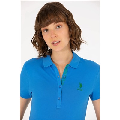 Kadın Saks Basic Polo Yaka Tişört