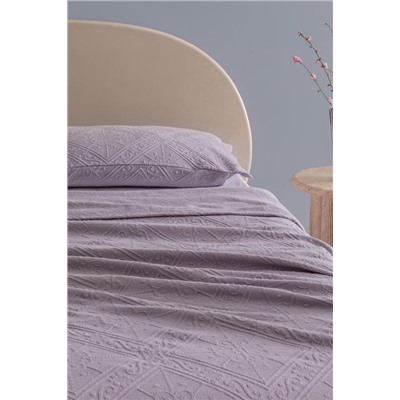 Marjolaina %100 Pamuk King Size Yatak Örtüsü - Açık Mürdüm