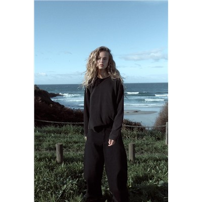 FADED-EFFECT T-SHIRT WITH LONG SLEEVES