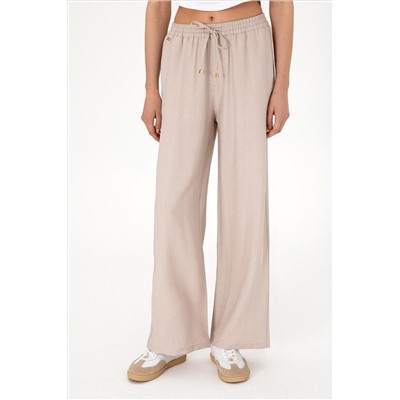 Kadın Bej Looe Relax Fit Kanvas Pantolon