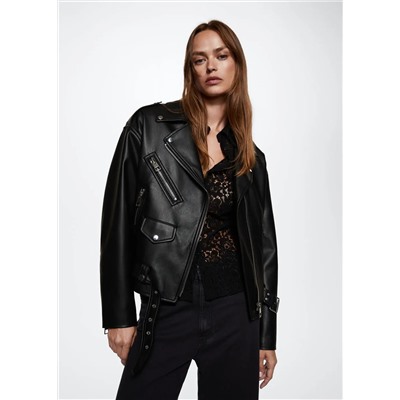 Cazadora biker cremalleras -  Mujer | MANGO OUTLET Melilla