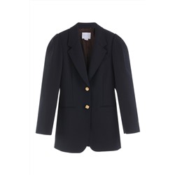 Chaqueta larga de lana Negro