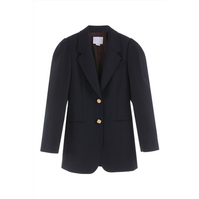 Chaqueta larga de lana Negro