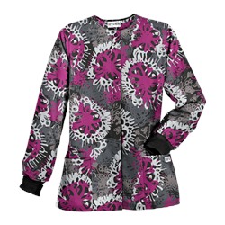 UA Splash of Flowers Black Print Scrub Jacket
