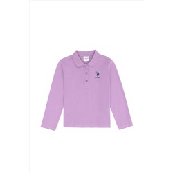Kız Çocuk Lila Polo Yaka Basic Sweatshirt